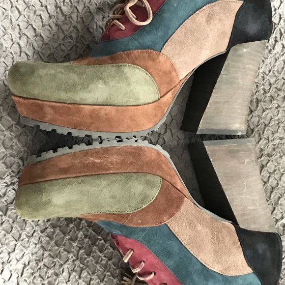 Earthies Shoes - Suede leather platform tassel tie bootie oxfords in EUC